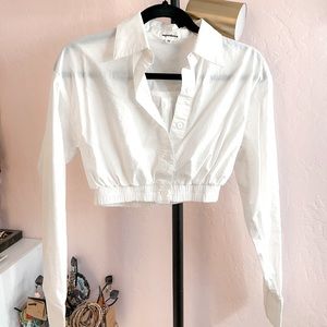 White Crop Dress Shirt